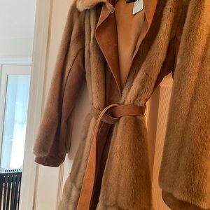 Luxurious Brown Faux Fur Coat